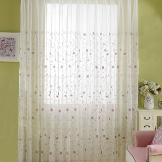 Floral Affairs Pink Flower Embroidered Sheer Curtain 5
