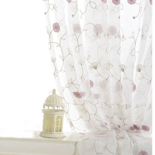 Floral Affairs Pink Flower Embroidered Sheer Curtain 6