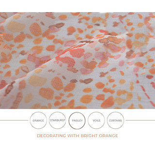 Orange Starburst Paisley Patterned Sheer Curtain 4