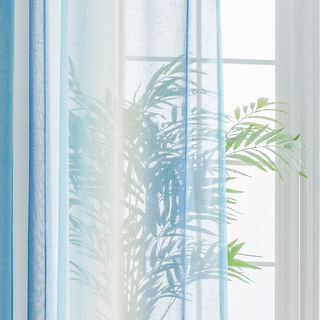 Sea Breeze Cocktail Pastel Sea Blue Coconut White Textured Sheer Curtain