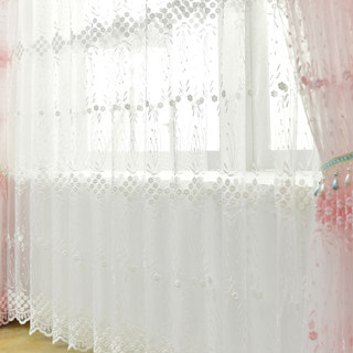 Small Great Things White Flower Embroidered Sheer Curtain 1