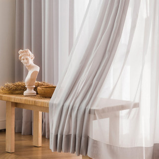 Soft Breeze Pastel Gray Chiffon Sheer Curtain