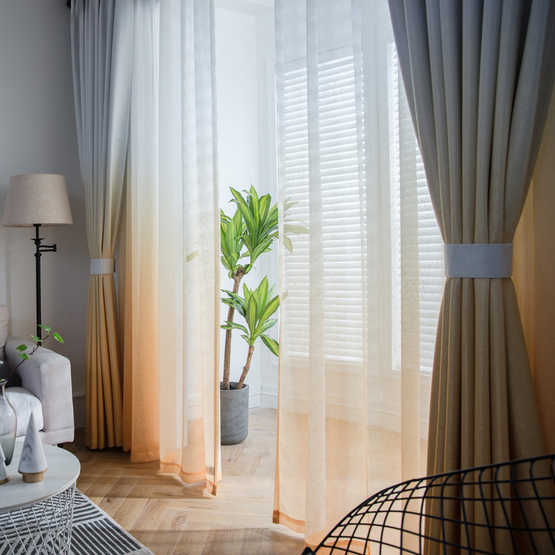 The Perfect Blend Textured Ombre Yellow Textured Sheer Curtain