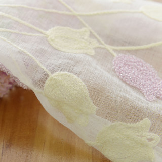 Tulip Fever Pink And Yellow Embroidered Floral Sheer Curtain 7