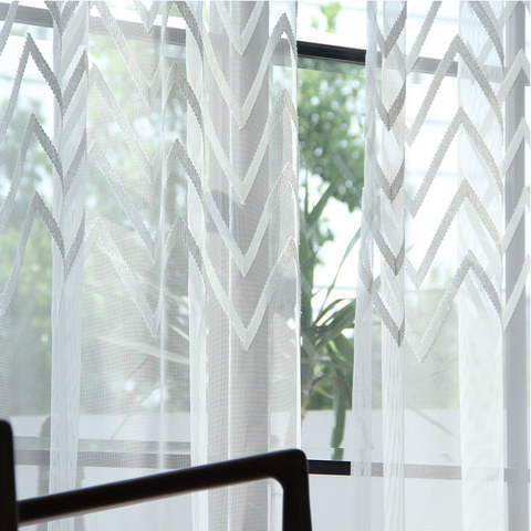 Sheer Curtain Wave Some Magic Cream Geometric Voile Voila Sheer Curtain Wave Some Magic Cream, Patterned Sheer Curtains
