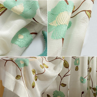 Floral Journey Sage Embroidered Sheer Curtain 2