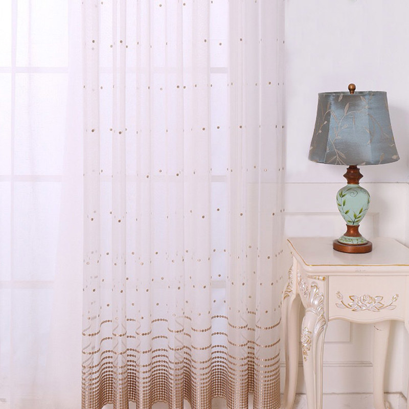 Embroidered Rose Gold Dotted Dot Voile, Rose Gold Curtains