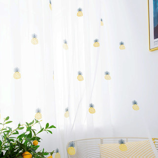 Calypso Tropical Pineapples Embroidered Sheer Curtain 5
