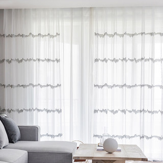 Hill Top Embroidered Horizontal Patterned Sheer Curtain 2
