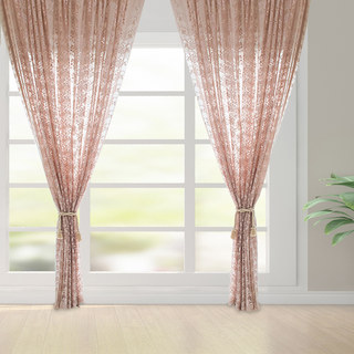 Posey Pastel Pink Lace Net Curtains 9