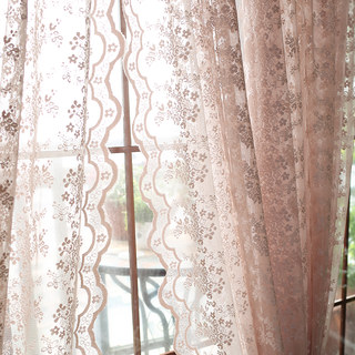 Posey Pastel Pink Lace Net Curtains 5