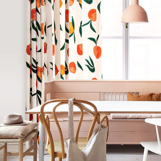 Sweet As A Peach Linen Style Print Curtain 3