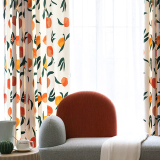 Sweet As A Peach Linen Style Print Curtain 2