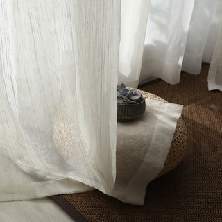 Dreamer Oatmeal Cotton Linen Blend Sheer Curtains 2
