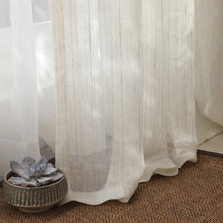 Dreamer Oatmeal Cotton Linen Blend Striped Sheer Curtains