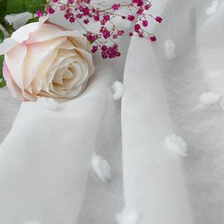 Fluffy Pom Pom Style White Dot Sheer Curtain 4