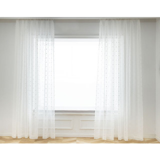 Fluffy Pom Pom Style White Dot Sheer Curtain 5