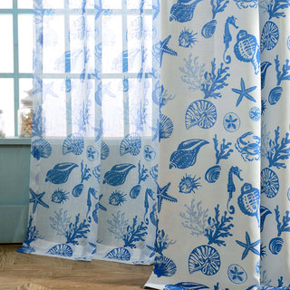 Seaside Spirit Blue Nautical Sheer Curtains