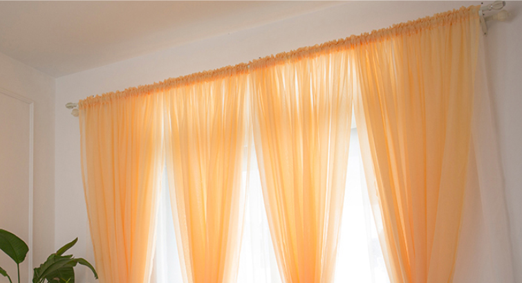 Orange Rod Pocket Sheer Curtain