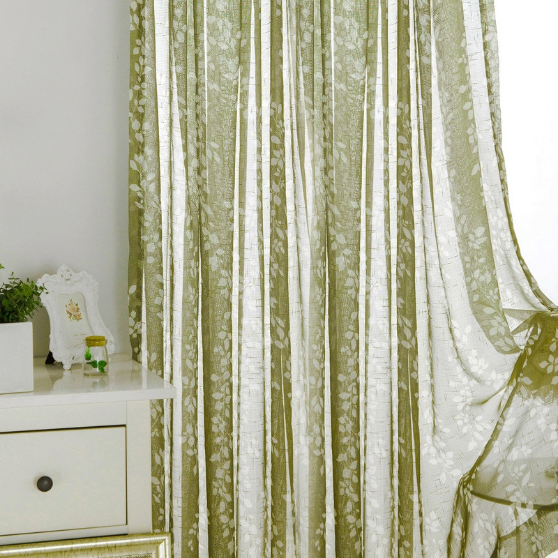 Semi Sheer Voile Curtain, Olive Green Curtains