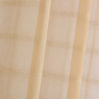 Roma Striped Grid Textured Weaves Gold Sheer Voile Curtains 2