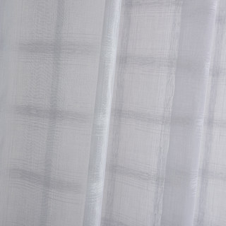 Roma Striped Grid Textured Weaves Gray Shimmering Sheer Curtains 2