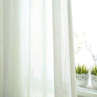 Silk Waterfall Cream Striped Chiffon Sheer Curtain 3