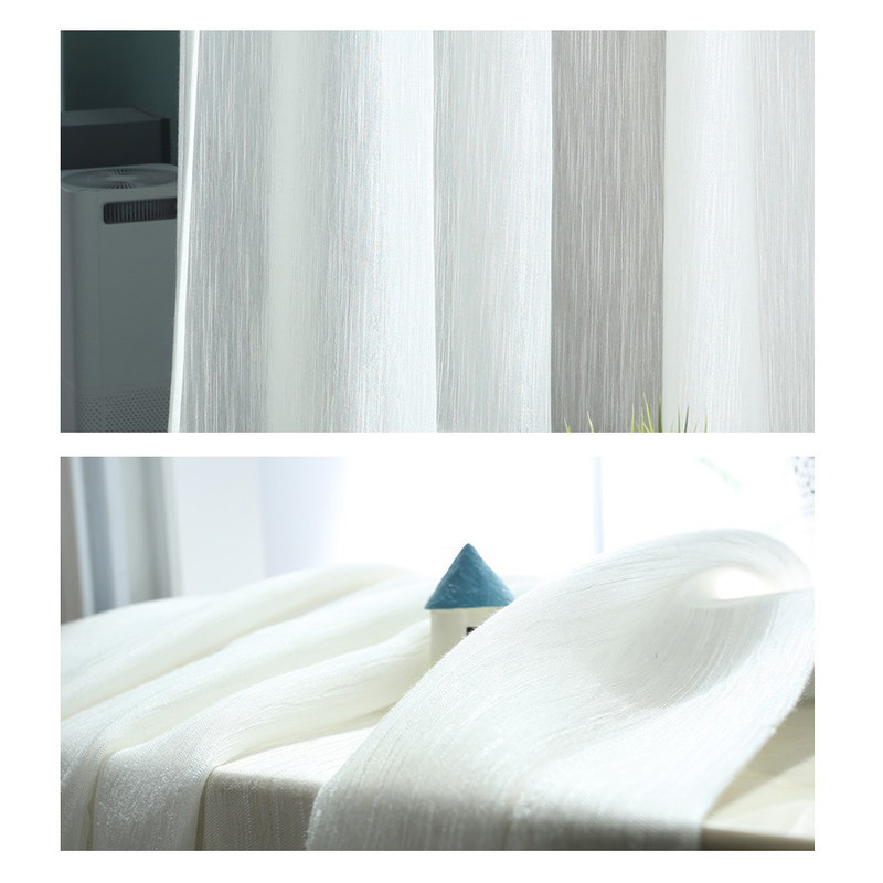 Silk Waterfall White Striped Chiffon Sheer Curtain