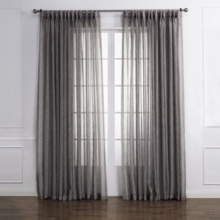 Daytime Textured Weaves Charcoal Light Gray Sheer Curtain