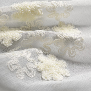 Flower Banquet White Floral Embroidered Sheer Curtain 4