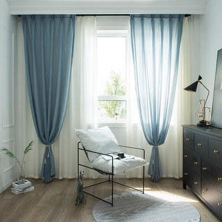 Lino Textured Blue Sheer Curtain 10