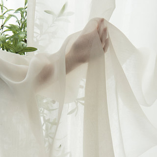 Lino Textured Cream White Sheer Curtain 6
