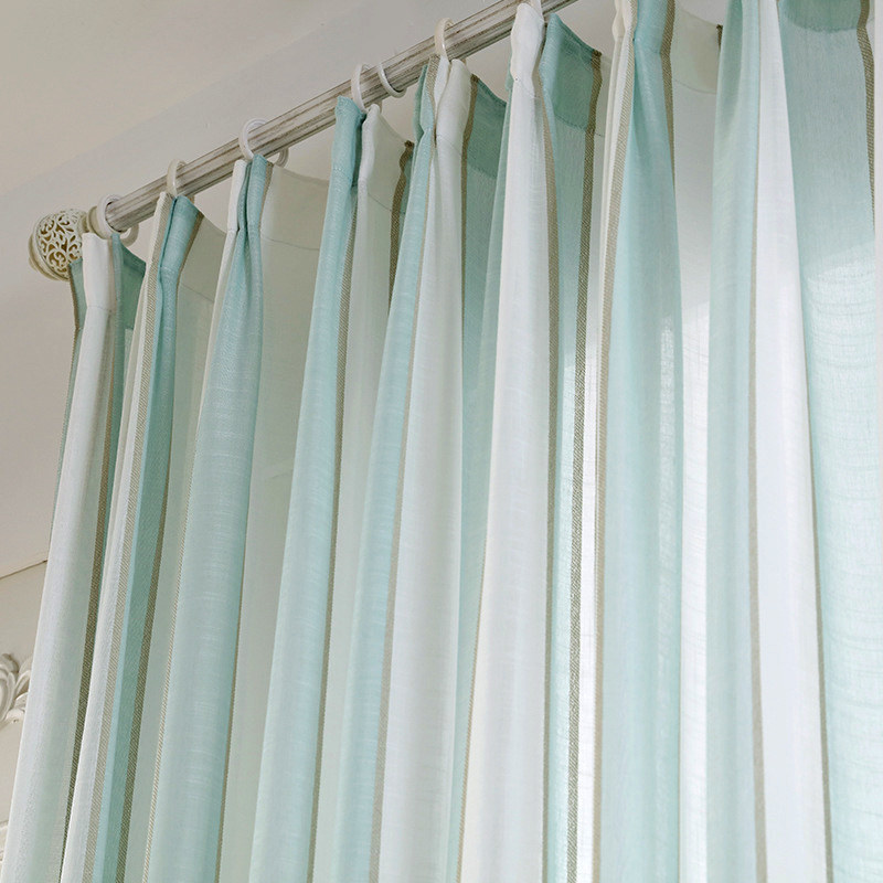 Sheer Curtain Sunnyside Luxury Linen, Blue And White Striped Curtains