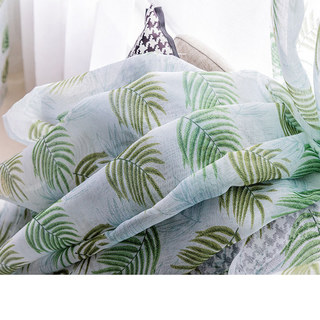 Fern Forest Printed Green and White Sheer Curtain 3