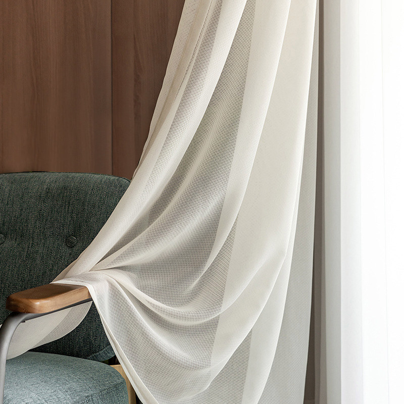 Illusion Detailed Texture White Sheer Curtains Voila Voile®
