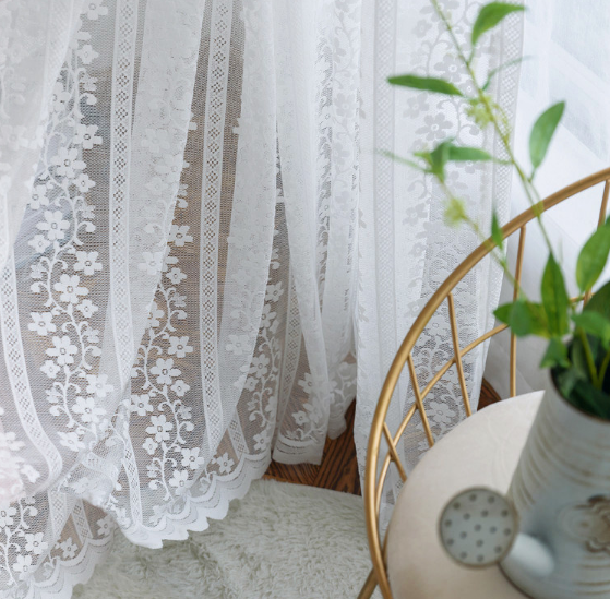 white sheer voile curtain