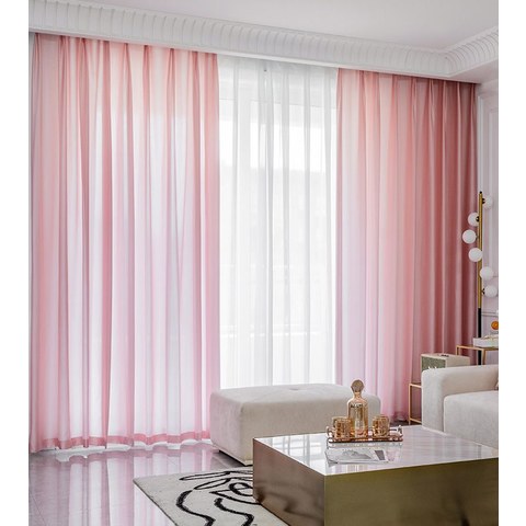 Silk Road Coral Powder Pink Chiffon Sheer Curtain 1