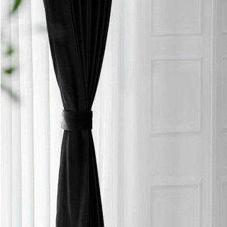 Smooth Onyx Black Velvet Curtain Drapes 4