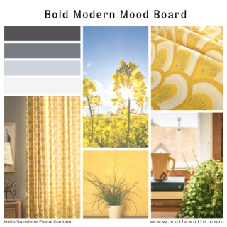 Hello Sunshine Modern Art Deco Yellow Patterned Curtain Drapes 10