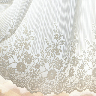 Morning Chamomile Ivory White Lace Sheer Curtain 1