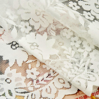 Morning Chamomile White Striped Floral Lace Sheer Curtain 7