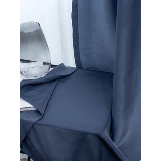 Silk Road Textured Navy Blue Chiffon Sheer Curtain 7