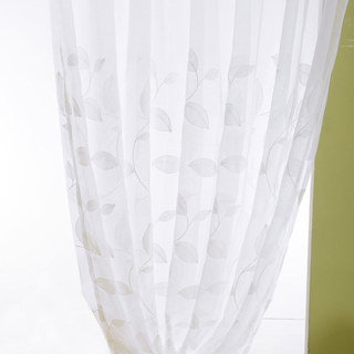 Wispy Woodland White Embroidered Sheer Curtain 7