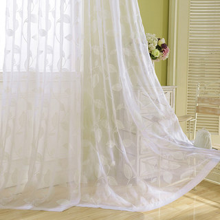 Wispy Woodland White Embroidered Sheer Curtain 4
