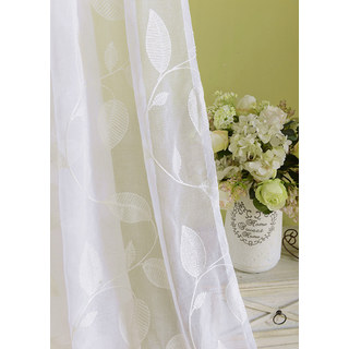 Wispy Woodland White Embroidered Sheer Curtain 5