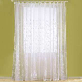 Wispy Woodland White Embroidered Sheer Curtain 2