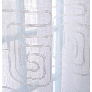 Spiral Maze Pattern Embroidered Cotton White Sheer Curtain 8
