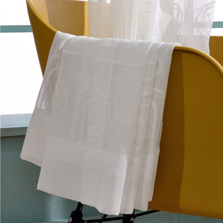 Spiral Maze Pattern Embroidered Cotton White Sheer Curtain 4