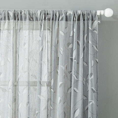 Misty Meadow Gray Branches Sheer Curtain 1