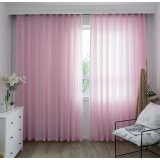 Silk Road Candyfloss Pink Textured Chiffon Sheer Curtain 2